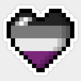 Large Pixel Heart Design in Asexual Pride Flag Colors Sticker